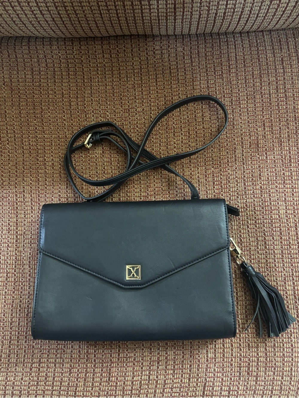 Kate Landry Black Envelope Crossbody with Tassel